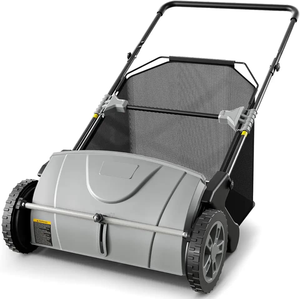 21" Push Lawn Sweeper with 3.5 Cu.Ft Hopper, 4-Brush Leaf Collector Picker