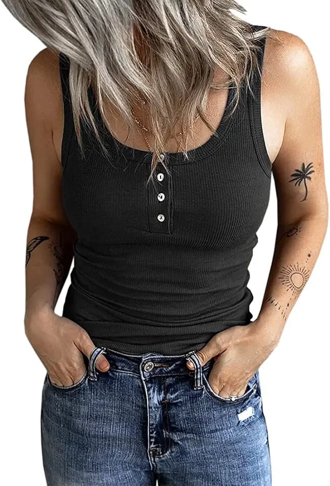 Fessceruna Damen Tops Sexy Tanktop Ärmellos Sommer Oberteil