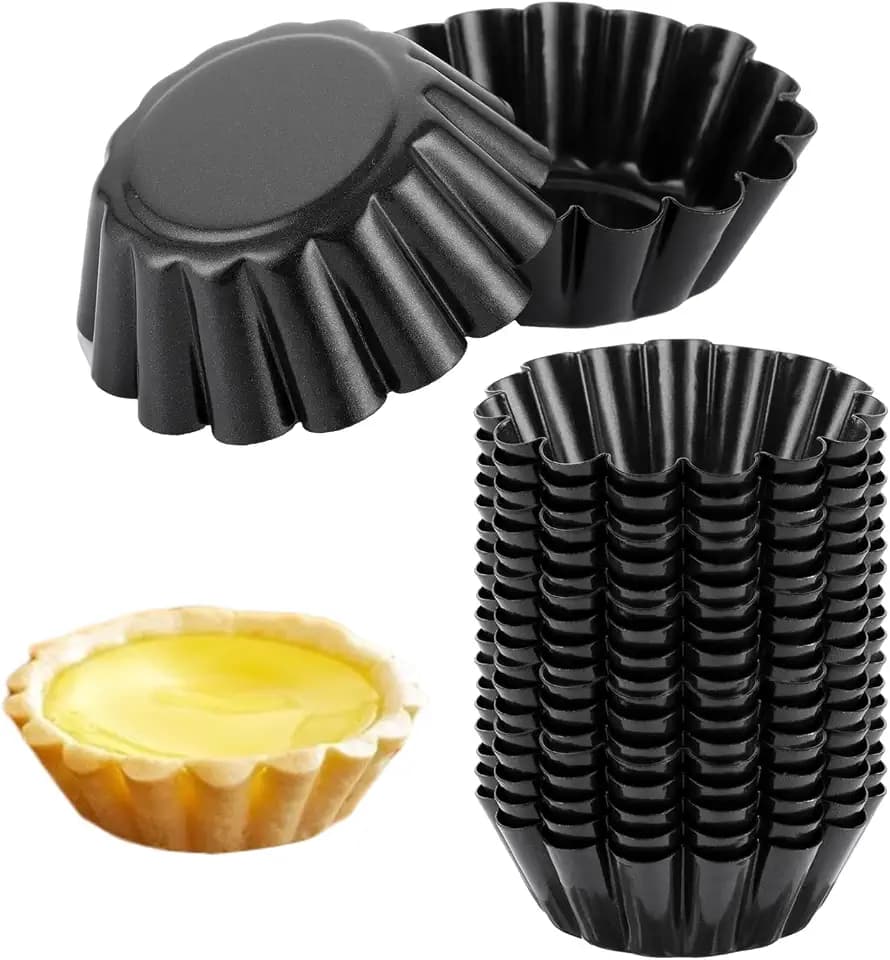 20 Stück Mini Tartelette Förmchen, Muffin Backform Kohlenstoffstahl, Mini Törtchenformen Kuchenformen Eierkuchenform, Antihaft Muffinform für Pudding, Kuchen, Cupcake, Muffin Ø 6,5 cm