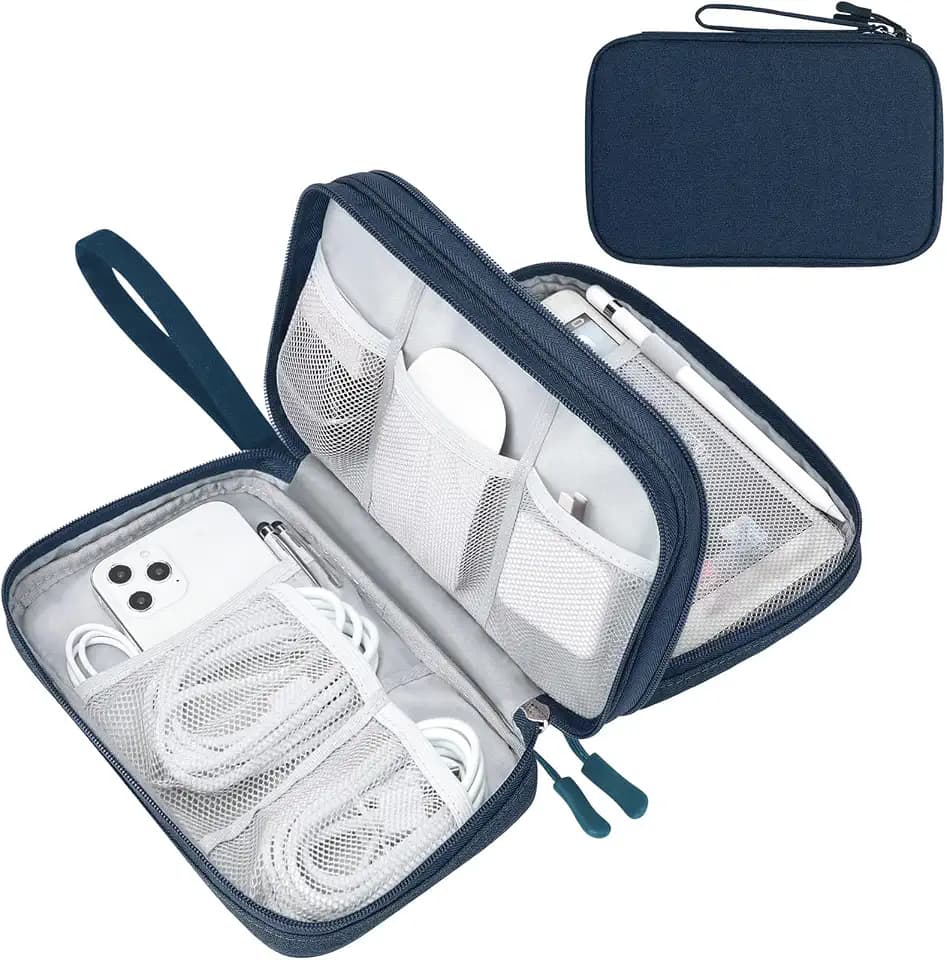 FYY Electronic Organizer, Travel Tech Pouch Bag, Large, Navy