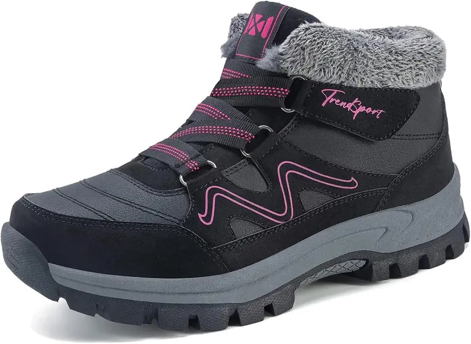 Qiucdzi Womens Winter Snow Boots Warm Fur Lined Anti-Slip Outdoor Ankle Booties Walking Boot Shoes Comfort Non-Slip Trekking Shoes