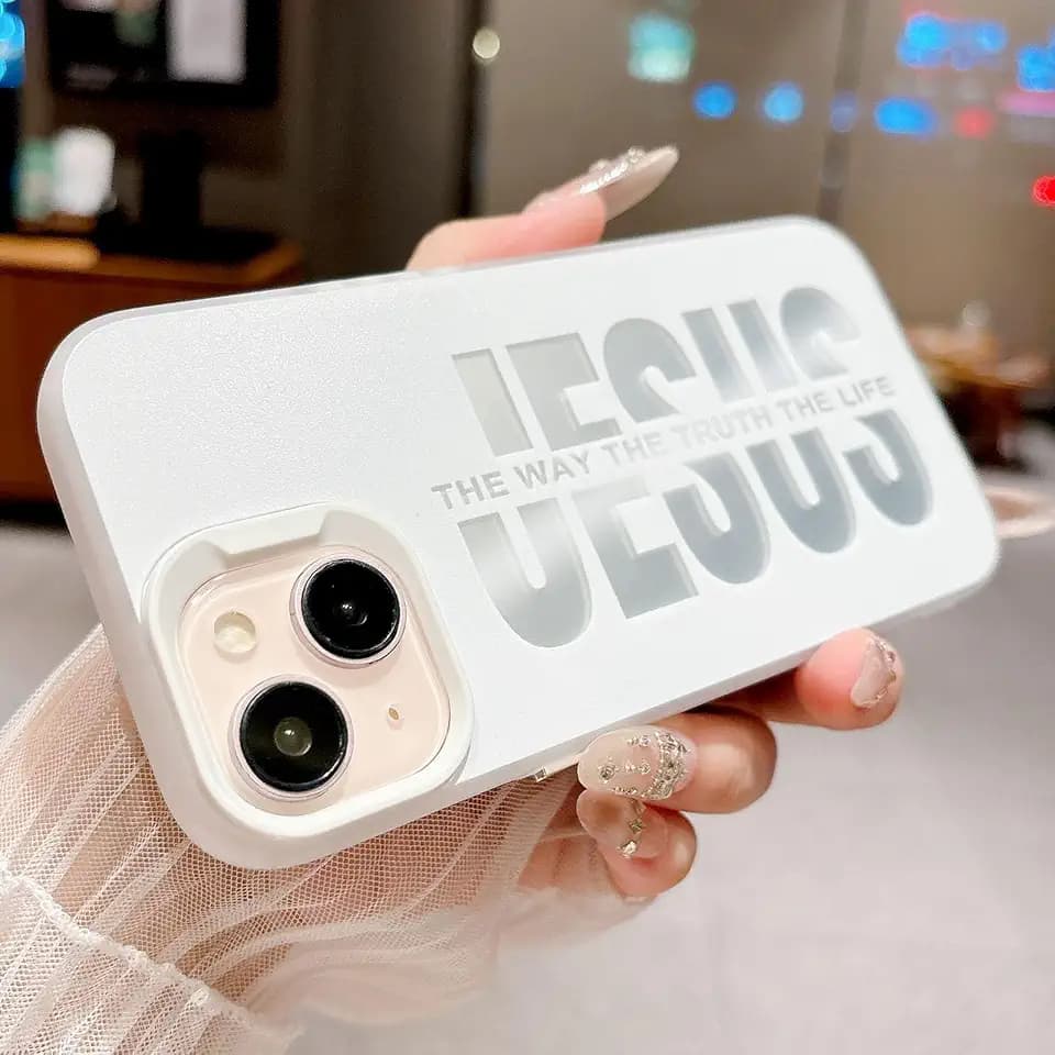 Jesus Christ Phone Case for iPhone 13 Case & iPhone 14 Case, The Way Truth Life Bible Verse Inspirational Cover, Shockproof Protective Cover for Girls Women-White