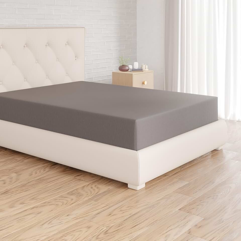 Amazon Basics Jersey Spannbettlaken, 100% Baumwolle, Spannbetttuch - Matratzenhöhe bis 30 cm, 120 x 200 cm, Dunkelgrau