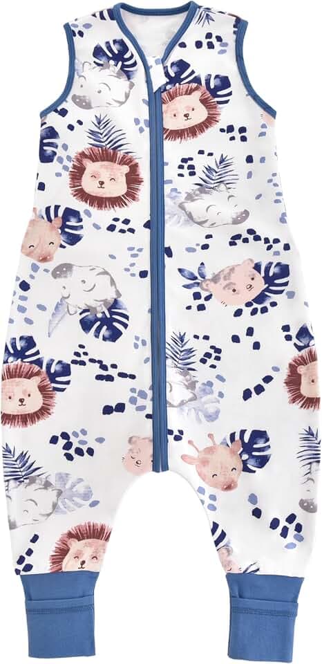 Chilsuessy Baby Schlafsack Mit Beinen 1.5 Tog - 100% Baumwolle Ganzjahres Babyschlafsack Mit Füßen, Zebra, 80cm/Baby Höhe 85-95cm