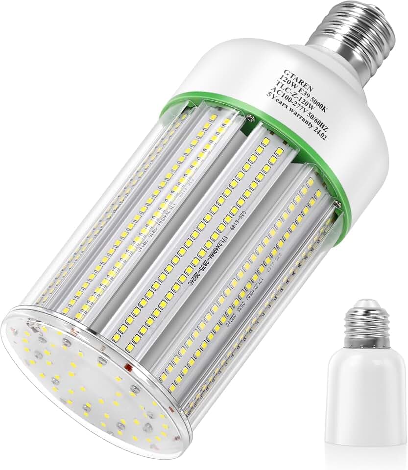 GTAREN120W LED Corn Light Bulb, Replacement 500 Watt Metal Halide HPS CFL HID lamp,5000K E39 Mogul Base LED Corn Bulb,for Large Area Lighting Warehouse Parking lot Canopy shoebox Bay Light