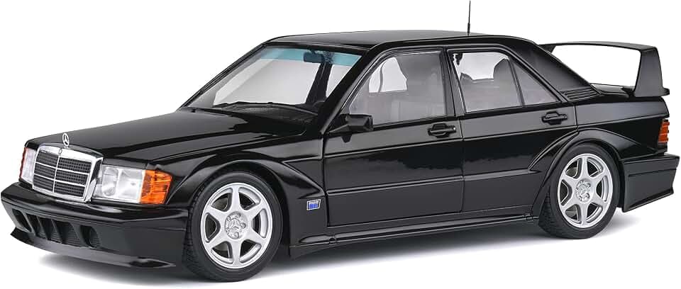 Solido Modell Mercedes-Benz 190E Evo 2 (schwarz) - detailgetreues Modellauto aus DieCast-Metall mit Freilauf, Lenkung und beweglichen Türen, Sammler-Auto ab 14 Jahren, Maßstab 1:18