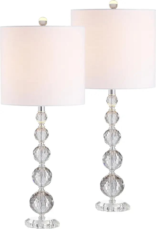 JONATHAN Y Nala Crystal Sphere Metal Lamp 28.5", Clear/Chrome, Set of 2