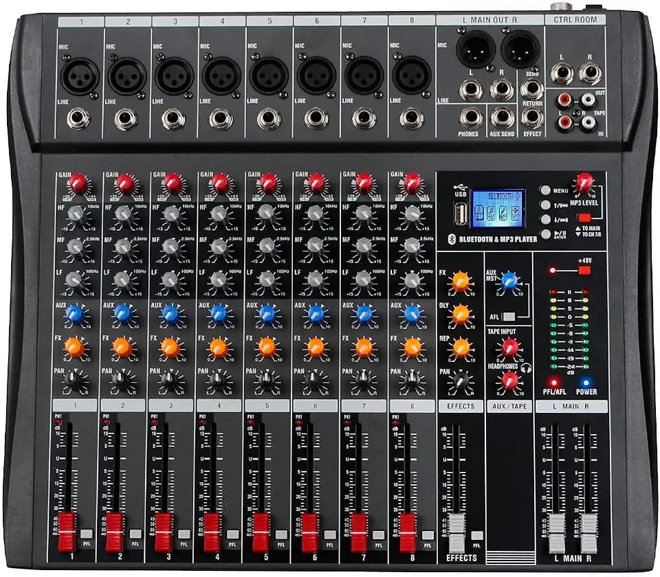 Depusheng DA8 Professionelle 8 Kanal Stereo Sound Mischkonsole Bluetooth USB Aufnahme Computerwiedergabe Phantomspeisung USB Digital Audio Mixer Verstärker