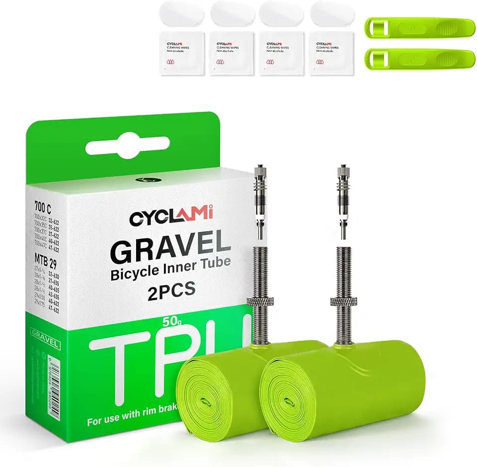 2 Pack Gravel TPU Bike Inner Tube 700 x 32-47C ＆ 29'' MTB Bicycle Tire Removable Nozzle Core Metal Presta Valve 45/60mm