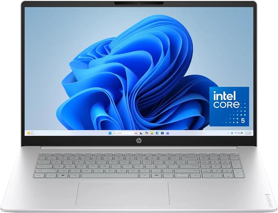 HP OmniBook 3 17.3 inch Laptop PC, FHD Display, Intel Core 5 120U, 8 GB RAM, 512 GB SSD, Intel Graphics, Windows 11 Home, Glacier Silver, 17-dk0099nr