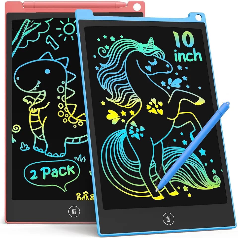 TECJOE 10 Inch 2 Pack LCD Writing Tablet for Kids, Mess Free Drawing Tablet
