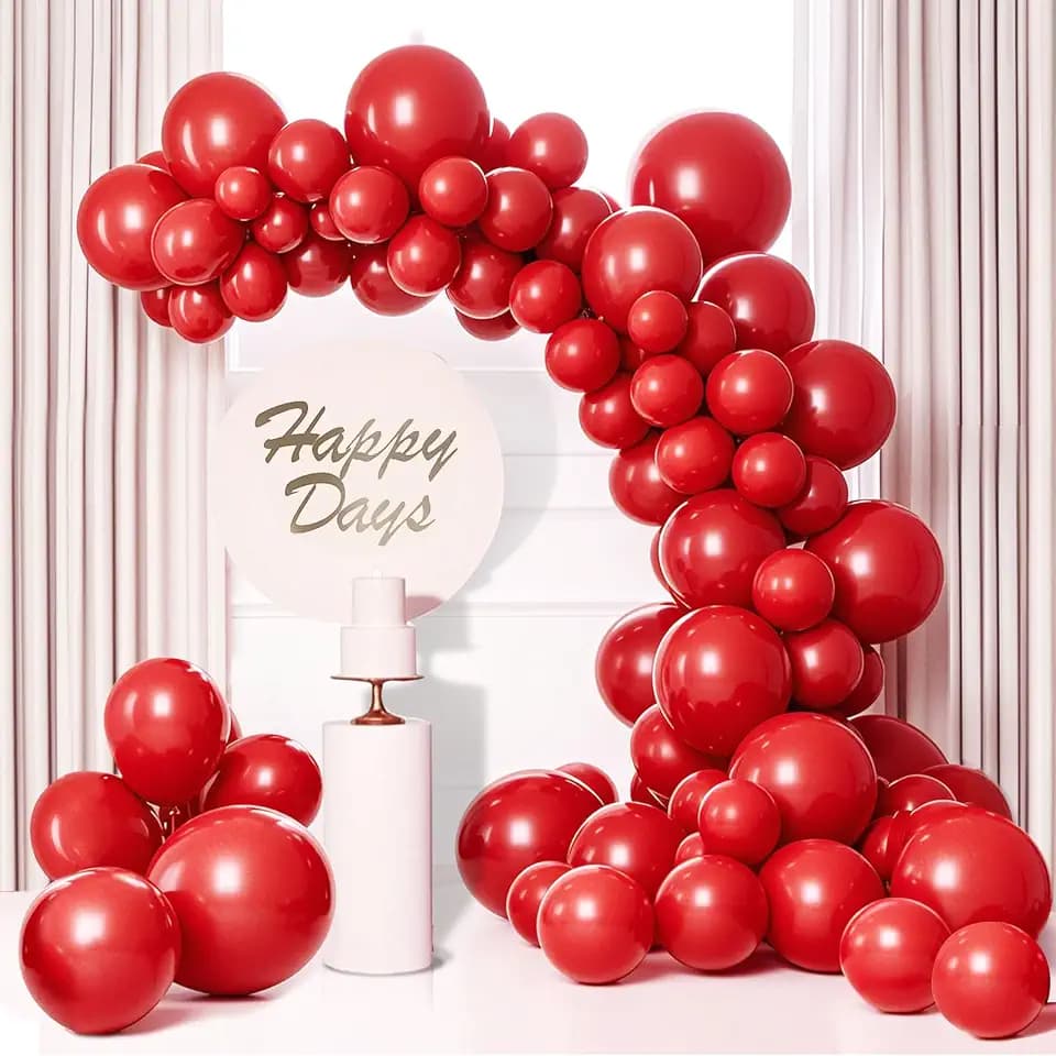 Red Balloons 145 pcs Matte Red Balloons Arch Kit Different Sizes of 18 12 10 5 Inch Latex Balloons for Balloon Garland or Balloon Arch as Birthday Valentines Day baloons Party Decorations
