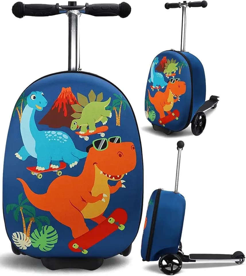 emissary Kids Luggage Set for Boys, Hardside Carry-On - Blue Scooter