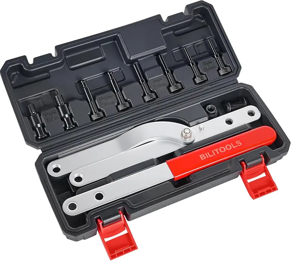 BILITOOLS 16PCS Pulley Holder Tool Set, Step Pin Wrench for Cam & Crank