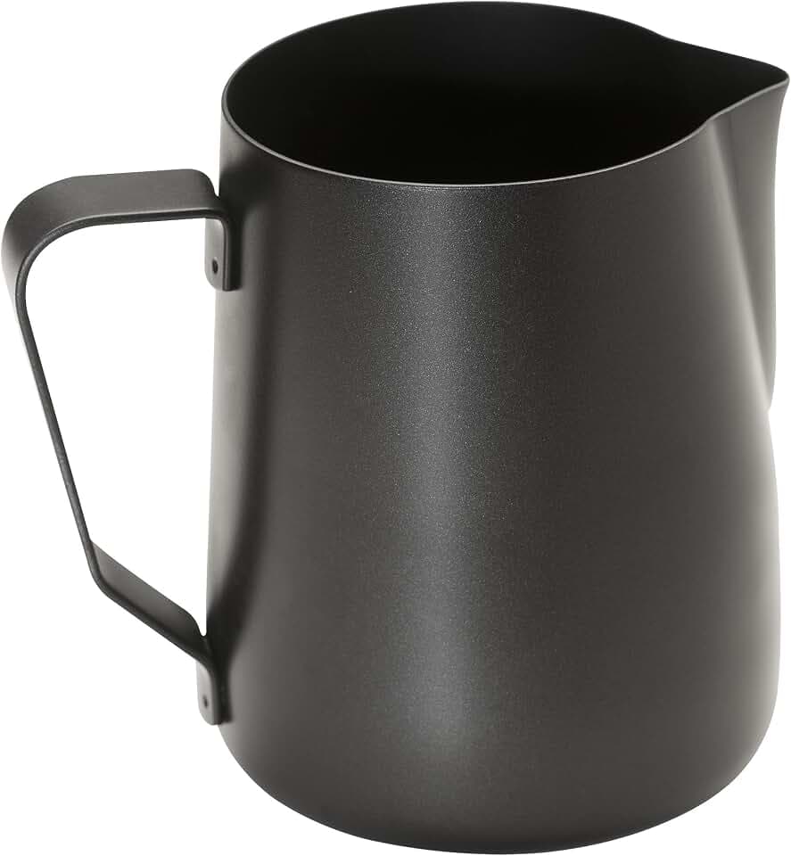 APS 10334 Milchkännchen – Hochwertige, antihaftbeschichtete Milchkanne aus rostfreiem Edelstahl – Perfekt für die Herstellung von Milchschaum Universalkanne schwarz 350 ml