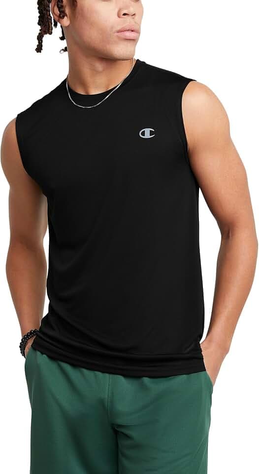 Champion mens Double Dry Muscle Tee T Shirt, Black, XX-Large US