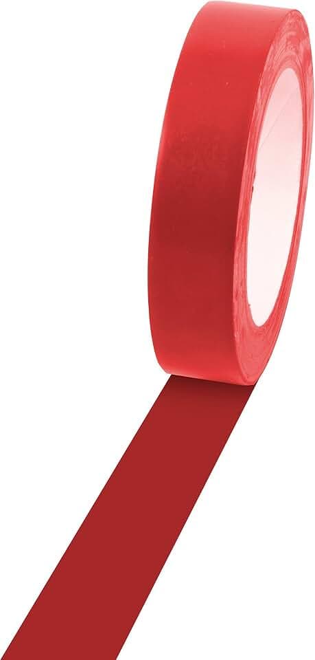 Champion Sports Vinyl Tape, 1” Wide x 60 Yards Long, Red - Durable Floor Marking Tape - Schools, Gyms, Restaurants