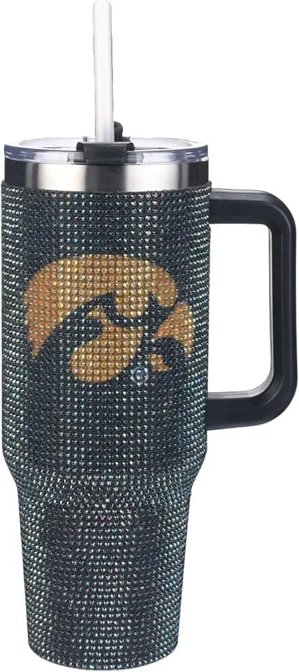 The Memory Company Officially Licensed 40oz TC Bling Game Day Tumbler with Vintage Logo, University of Iowa