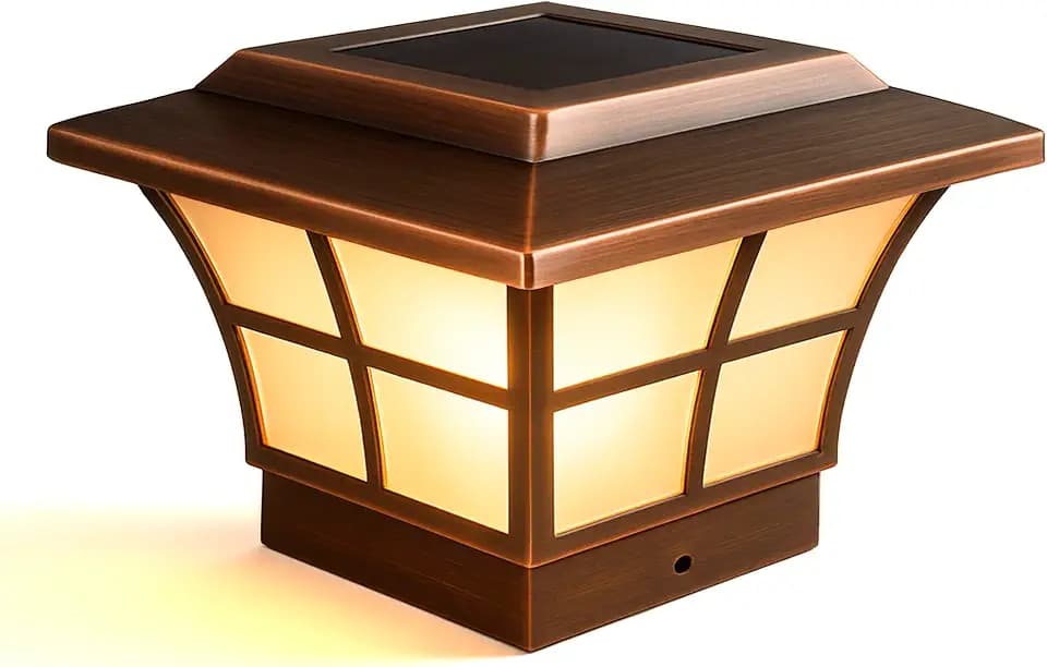 Classy Caps 4x4 Prestige Solar Post Cap - Fits 3.5"x3.5" and 4"x4" Deck & Fence Posts - Electroplated Copper - Warm/Cool Light Color Modes - SL079C