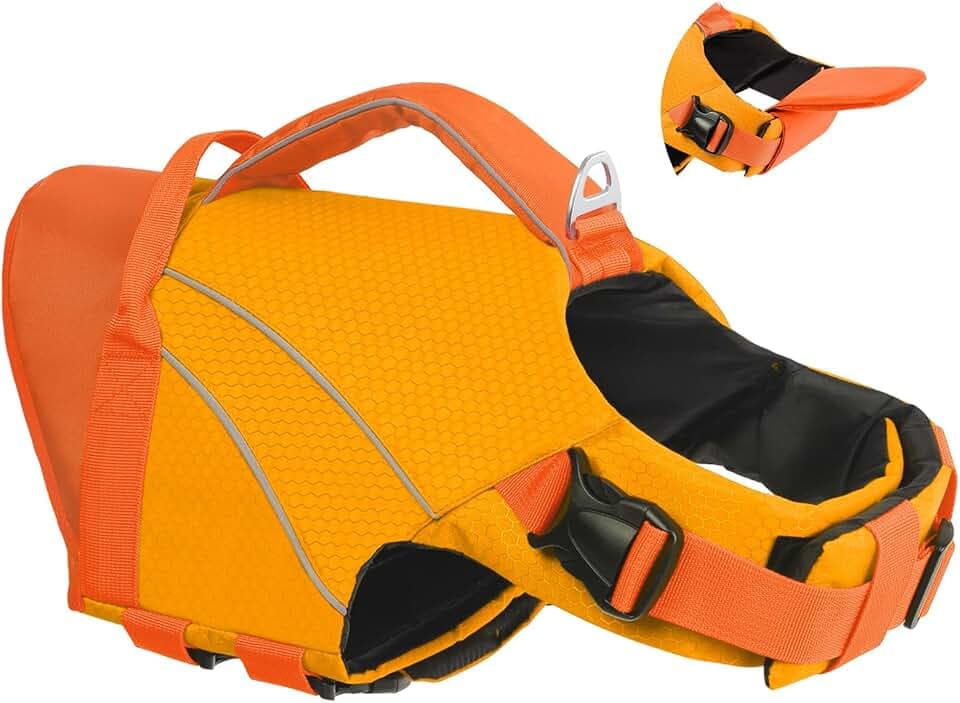 KONVINIT Schwimmweste für Hunde Schwimmhilfe Rettungsweste Schwimm Weste mit Abnehmbarer Kinnauflage,Schnellverschluss & Robuster Tragegriff, für Wassersport & Sicherheit