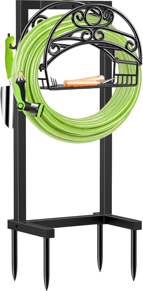 TomCare Garden Hose Holder, 4 Spikes Water Hose Hanger for 160FT Hose
