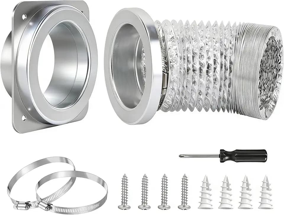 Magnetic Dryer Vent Coupling Connector Kit, 4 Inch Flexible Dryer Vent with Strong Magnetic Seal, Quick Connect, Easy Install Universal Fit for Most Dryers, Home Laundry Room Essential