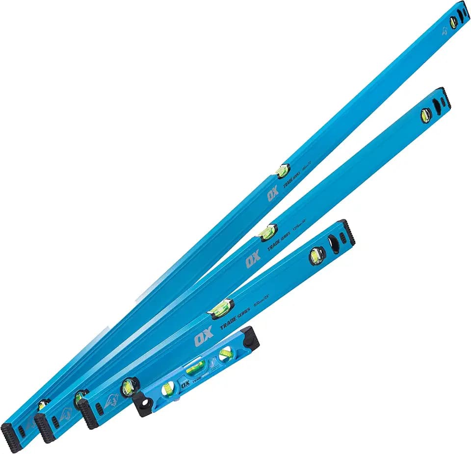 OX Tools Wasserwaagen-Set 4-teilig – 600, 1200, 1800 mm & Torpedo