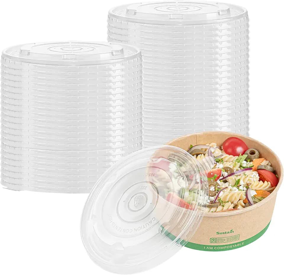 Restaurantware Plastic Takeout Lid 50 Count 6.50 Inches Round Polypropylene Disposable Food Container Lid Crystal-Clear Secure Fit Cover for Delivery
