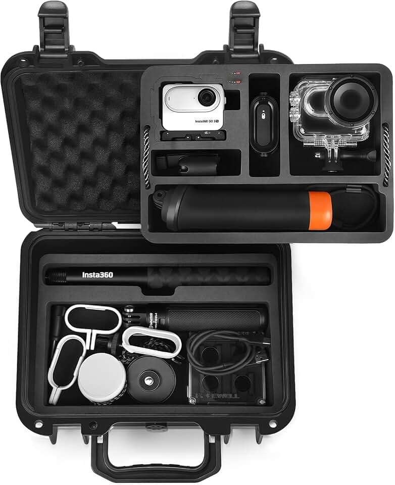 LEKUFEE Wasserdichter Hartschalenkoffer für Insta360 GO 3S, Insta360 GO 3 Vlogging-Kamera und Zubehör (nur Koffer)