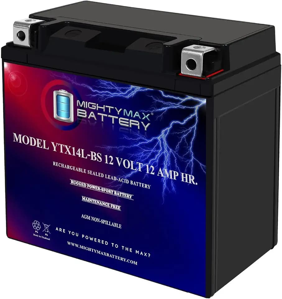 Mighty Max Battery YTX14L-BS -12 Volt 12 AH, 200 CCA, Rechargeable Maintenance Free SLA AGM Motorcycle Battery