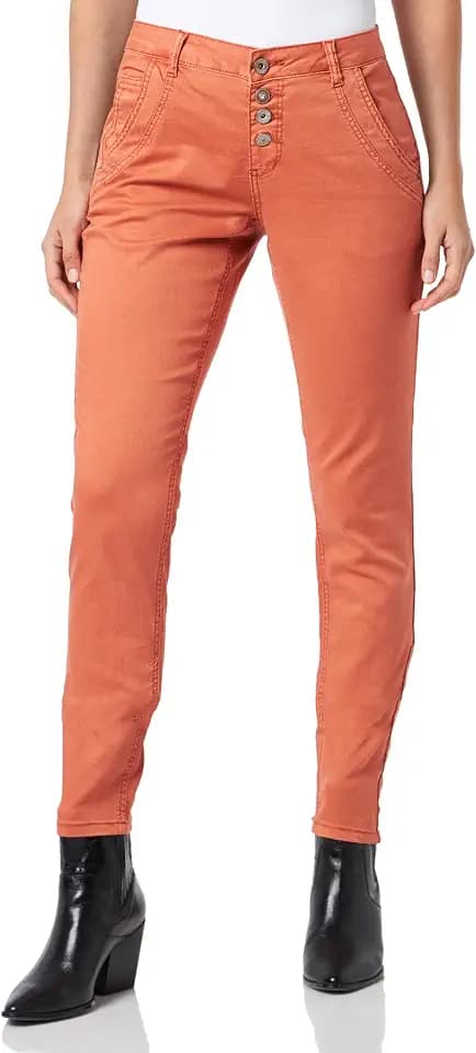 Cream Damen Women's Pants Twill Slim Fit Midrise Waist Button Fastening Full-Length Hose, Aragon,