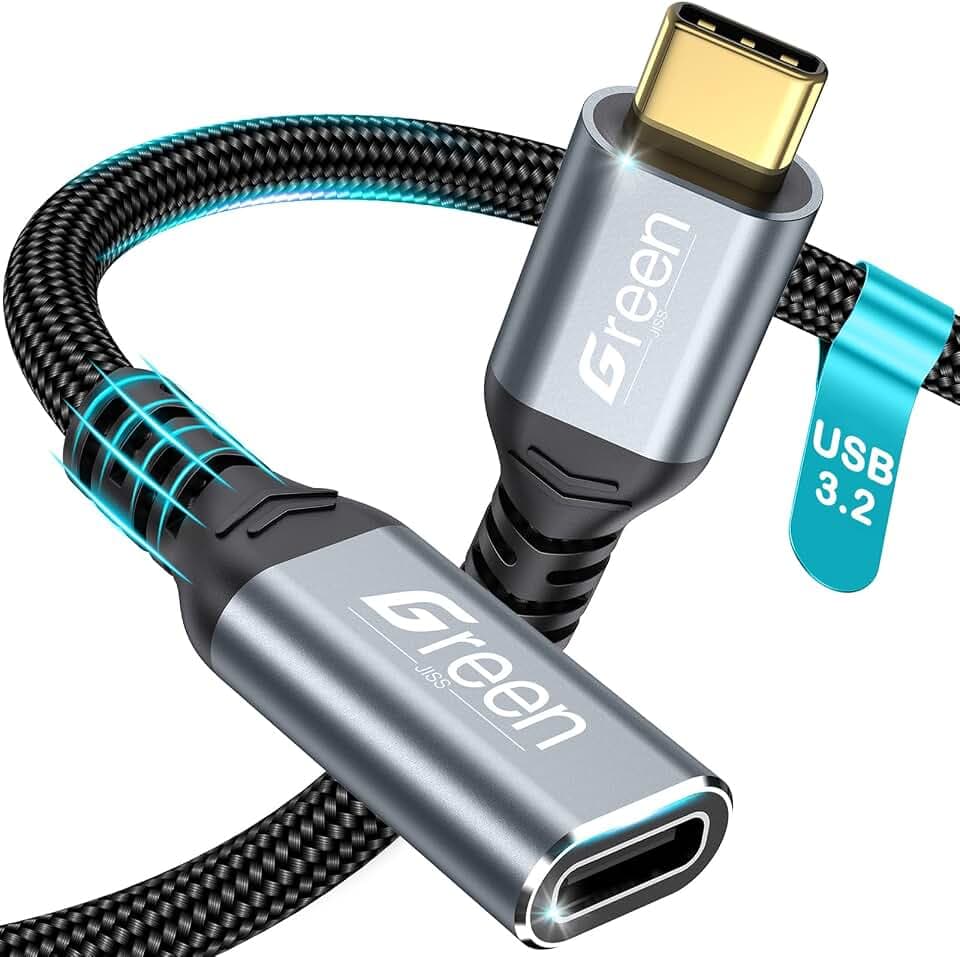 USB C Extension Cable 3.3ft, 20Gbps/4K@60Hz Video, Heavy Duty USB3.2 Gen2 Extender Male to Female Full Function Ultra-High Speed Transfer USB Type C Extender 240W Fast Charging Cable
