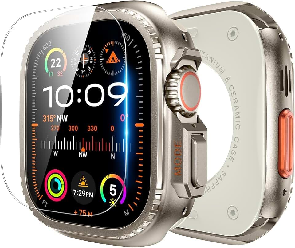 Goton Metal Ultra Case for Apple Watch Ultra 4/3/2/1 Screen Protector 49mm