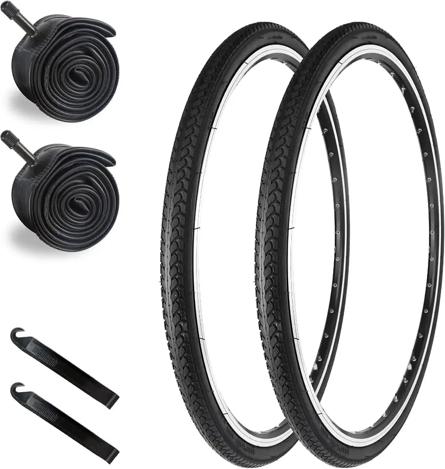 2er-Pack Retro Fahrradreifen 24x1 3/8 (37-540) /26x1 3/8 (37-590 Fahrradmantel mit 2er-Pack AV32mm Ventil Schläuche für City Road Bike Adult Vintage Fahrrad