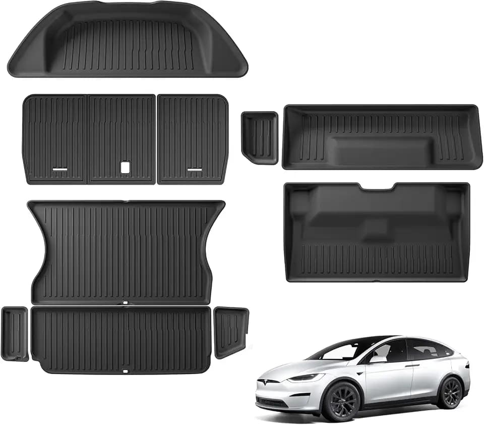 SMABEE Cargo Liner & Rear Back Seat Cover Set for Tesla Model X 5 Seater