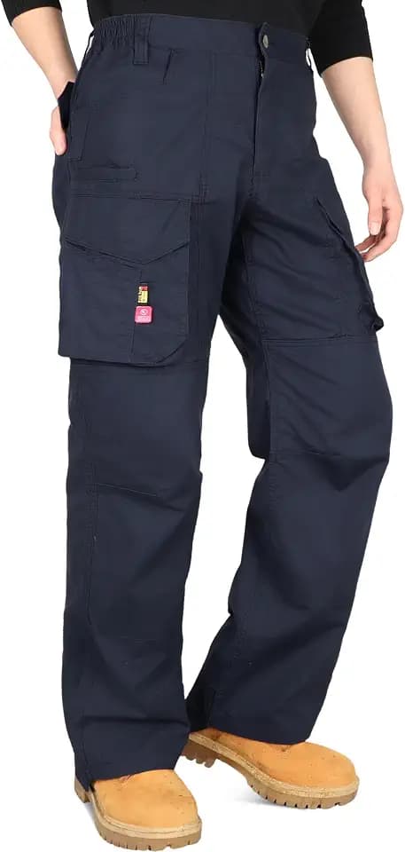 BOCOMAL Men's Stretch FR Cargo Pants Lightweight Ripstop Relaxed Boot Cut