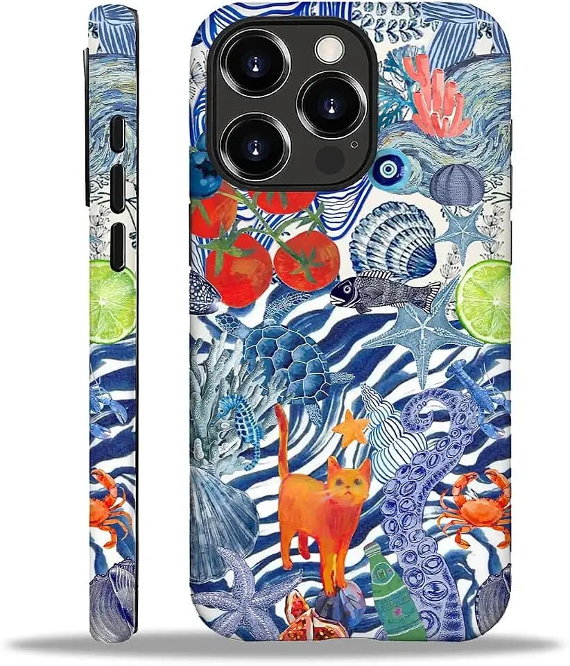 Case for iPhone 16 Pro Max,Leopard Cherry Shell Aesthetics for Woman Men Full Body Protective Cover Shockproof 2 in 1 Silicone + Hard PC Case for iPhone 16 Pro Max