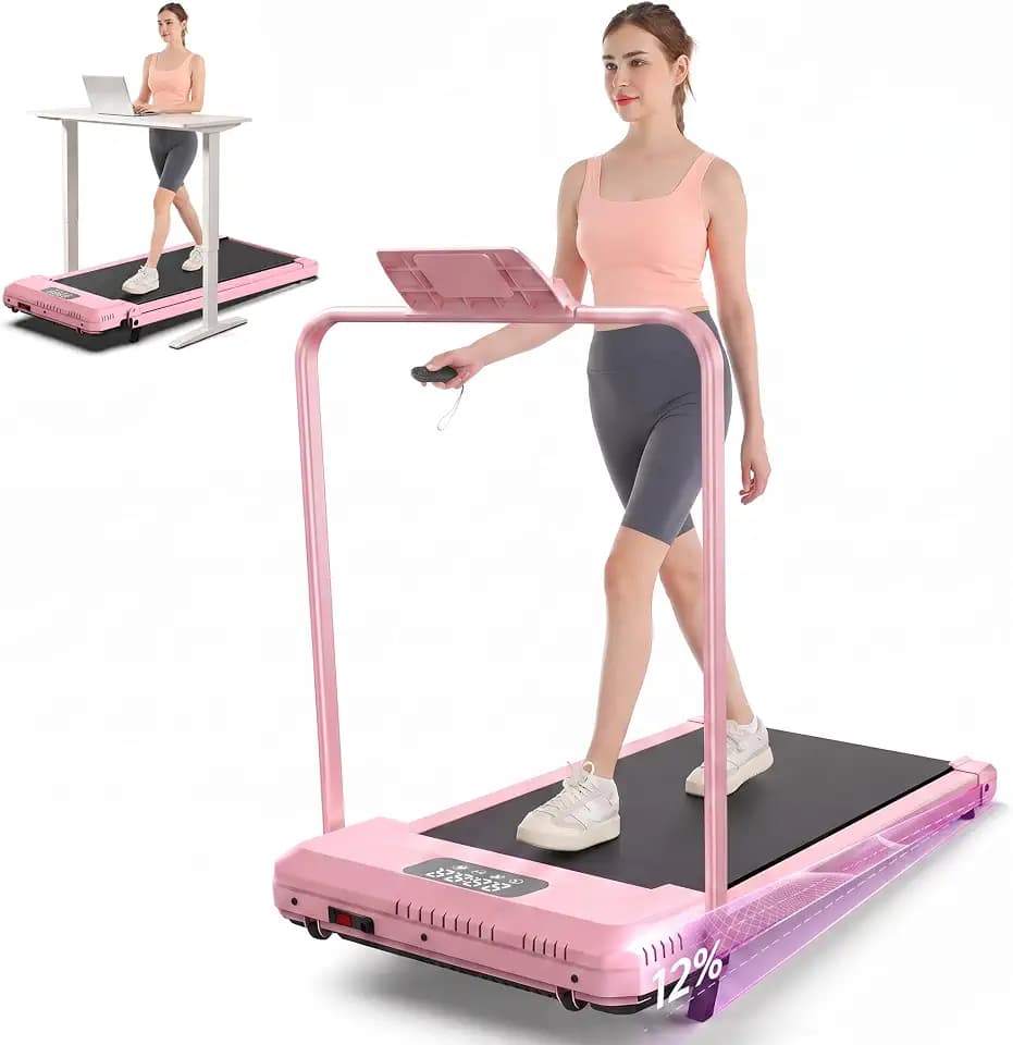 ANCHEER Walking Pad with Handle Bar, 3.0HP Foldable Walking Pad Treadmill with 12% Incline, 320 LBS Portable Treadmill with Shock Absorption for Home Office Small Spaces