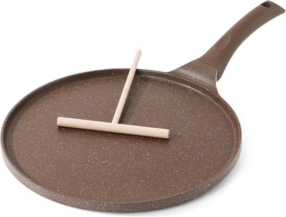 SENSARTE Crepe Pfanne 26cm, Toffeebraun Granit Beschichtung Antihaftpfanne