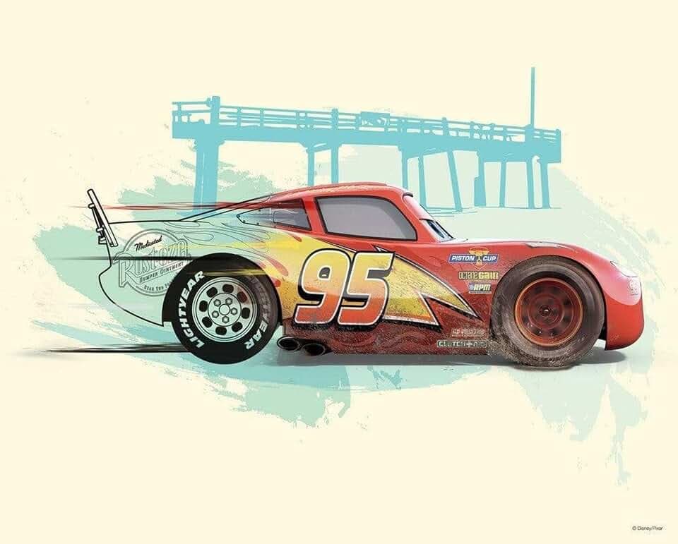 Komar Wandbild von Disney - Cars Lightning McQueen - Größe: 50 x 40 cm (ohne Rahmen) - Dekoration, Kinderzimmer, Poster, Kunstdruck