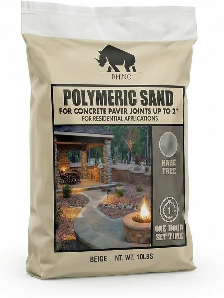 Rhino Power Bond Plus Polymeric Sand 10 lbs, Beige | Jointing Sand for Pavers & Natural Stone up to 2 inch Joints | Patio, Walkway, Driveway & Garden Path