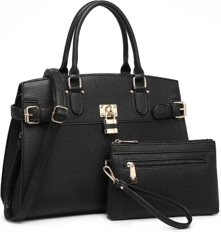 Women Handbags and Purses Fashion Satchel Work Tote Bags Top Handle Shoulder Purses with Matching Wristlet