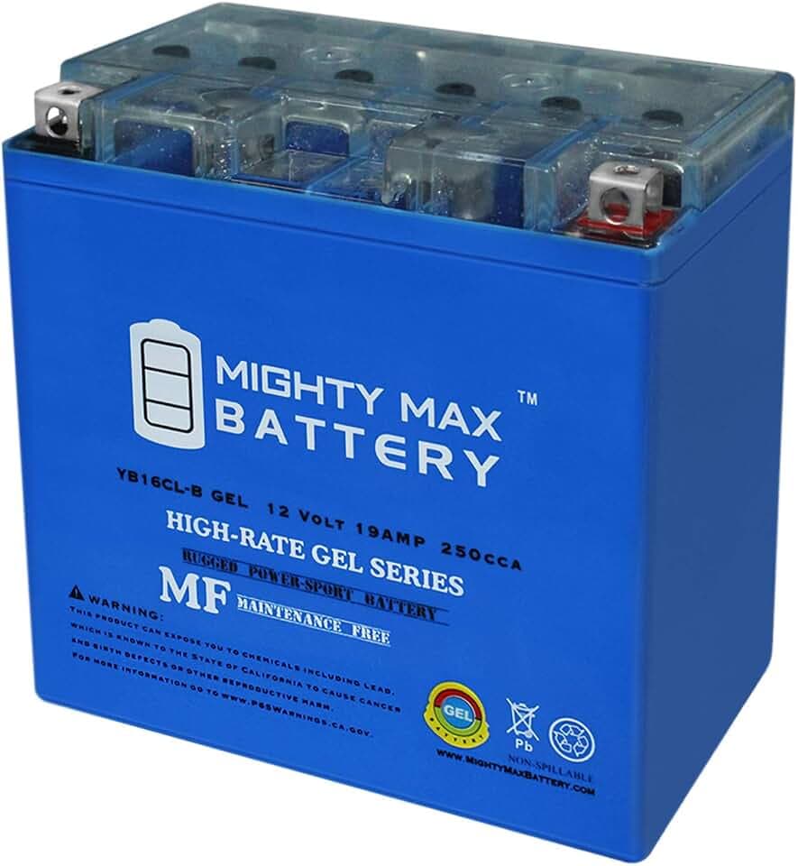 Mighty Max Battery YB16CL-B GEL -12 Volt 19 AH, GEL Type, 250 CCA, Rechargeable Maintenance Free SLA AGM Motorcycle Battery
