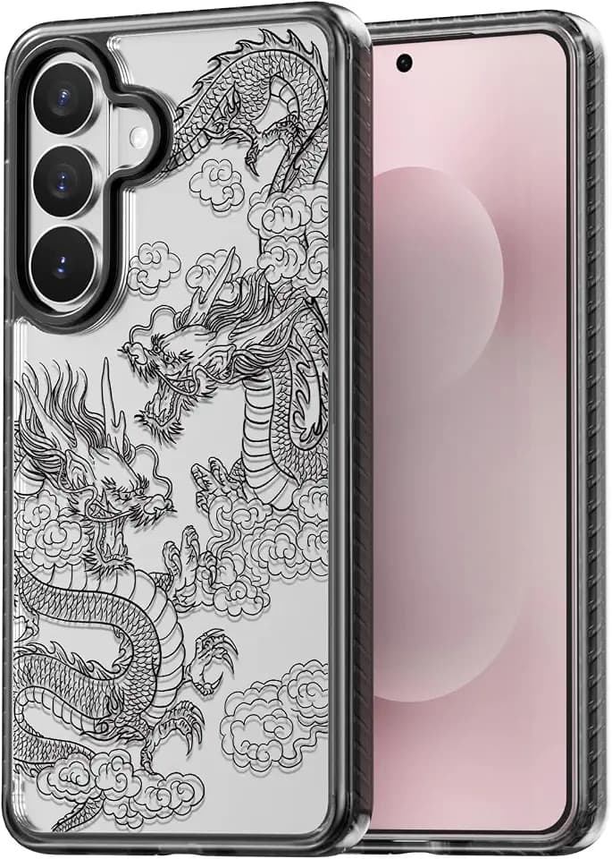Rosarnnah for Samsung Galaxy S26 Case Aesthetic Black, Dragon