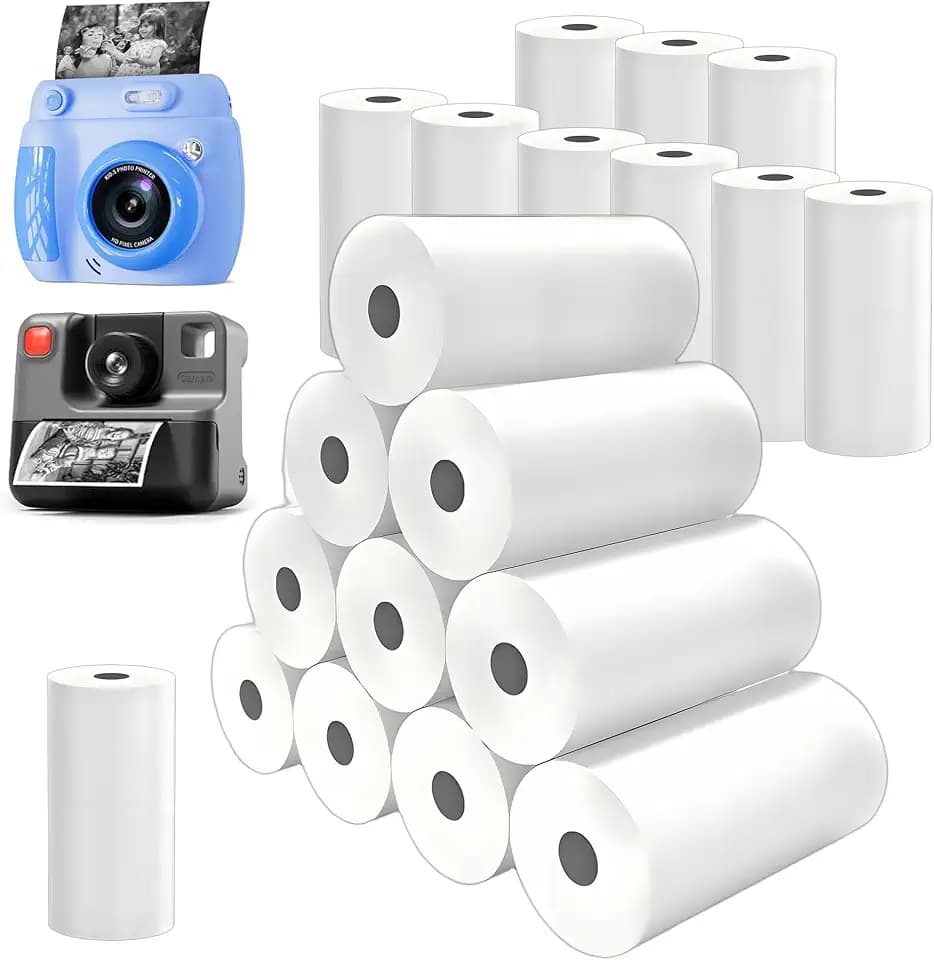 20 Rollen Thermopapier für Kinderkamera 57mm Thermo Druckerpapier Nachfülldruckpapier Weiß Null Tinten Druckpapier für Kinderkamera Sofortdruckkamera