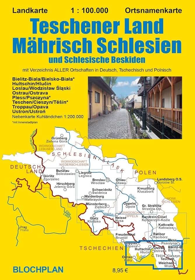 Landkarte Teschener Land/Mährisch Schlesien: und Schlesische Beskiden (Schlesien-Landkarten)