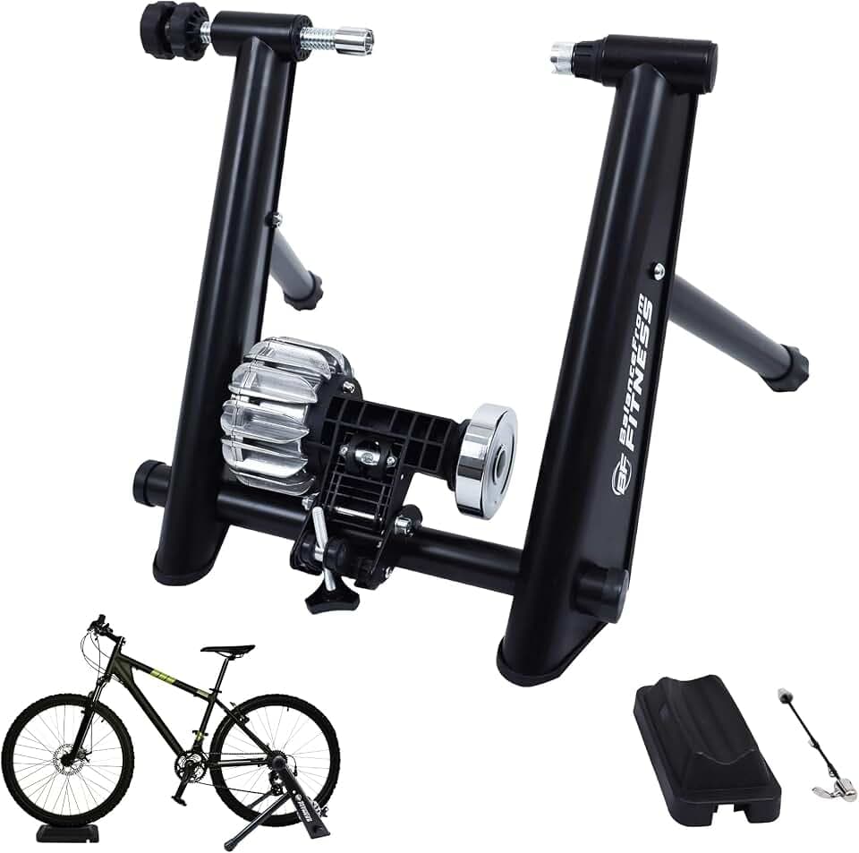 Fitvids Bike Trainer Stand Steel Bicycle Exercise Fluid Magnetic Stand with Front Wheel Riser Block,Multiple Options