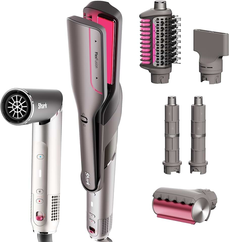 Shark FlexFusion Ceramic Air Styler, Straightener, Metallic Mist, HD651S