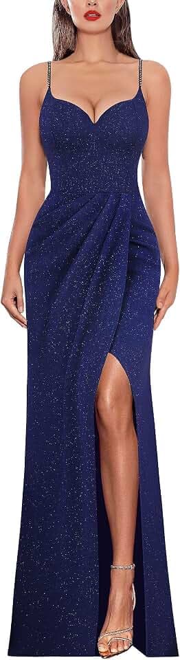 VFSHOW Womens Sexy Spaghetti Strap Formal Prom Evening Gala Long Maxi Dress