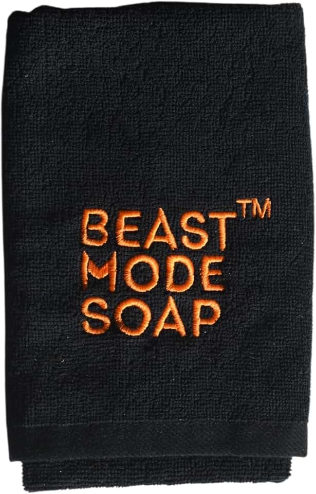 Beast Mode Soap 100% Cotton Sports Gym Towel – Soft, Quick-Dry, Highly Absorbent, Lightweight & Durable Workout Towel for Gym, Travel, Yoga & Home – 35x75cm (Black)